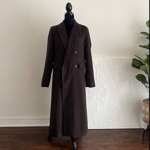 Faux Wool Double Breasted Longline Coat